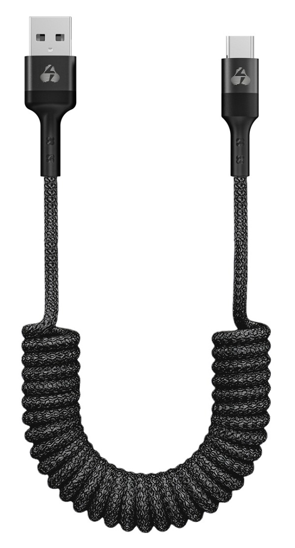 POWERTECH καλώδιο USB-C σε USB PTR-0197 με spiral καλώδιο, PD 60W, 480Mbps, 1m, μαύρο PTR-0197