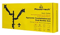 POWERTECH βάση γραφείου για 2x οθόνες PT-1628, 17-32, έως 9kg PT-1628