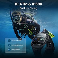 KOSPET smartwatch TANK M4, heart rate, 1.96 AMOLED, GPS, 10 ATM & IP69K, μαύρο KOS-TANKM4-BK