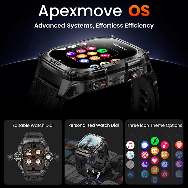 KOSPET smartwatch TANK M4, heart rate, 1.96 AMOLED, GPS, 10 ATM & IP69K, μαύρο KOS-TANKM4-BK