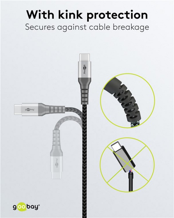 GOOBAY καλώδιο USB-C 49301, 60W, 480Mbps, 0.50m, μαύρο 49301
