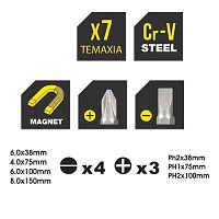 TOP MASTER Κατσαβίδια CR-V σετ 7τεμ 225104