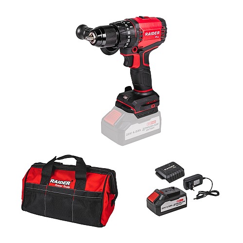 RAIDER R20 combo-03 Δραπανοκατσάβιδο κρουστικό με φορτιστή & μπαταρία 4Ah & τσάντα