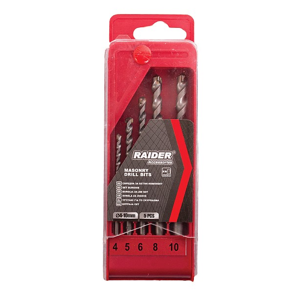 RAIDER Τρυπάνι μπετού απλά σετ 5τεμ 4-10ΜΜ 157113