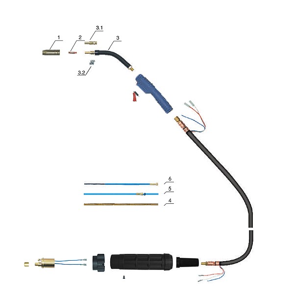 Ντίζα Teflon 3m*1,5mm*ø4,0mm για τσιμπίδα MIG