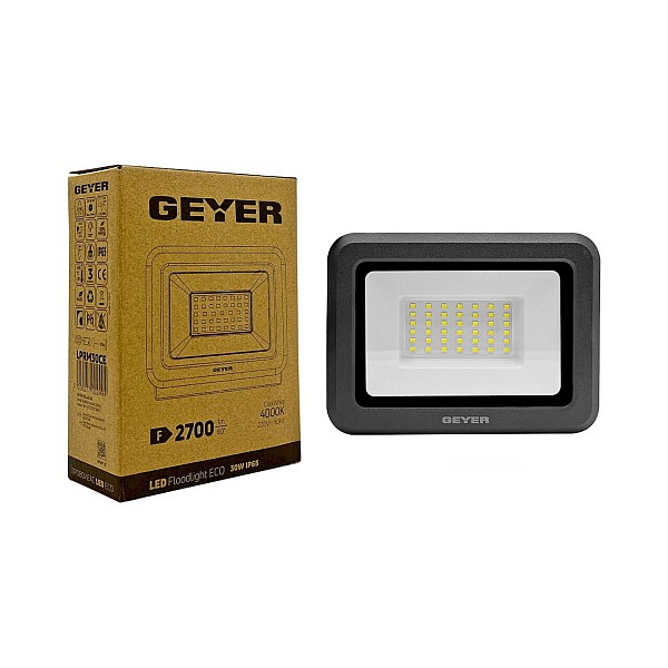 GEYER Προβολέας led μαύρος 30W 4000K 2700LM LPRM30CE