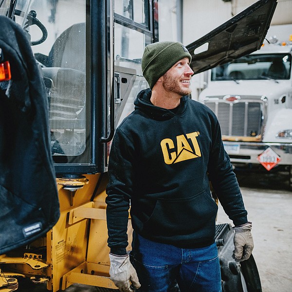 CAT Μπλούζα φούτερ με κουκούλα trademark μαύρη S W10646-016