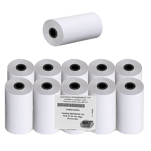 Ταινίες Θερμικές για pos 57-40 15m 48gr 57-40(Υ:57), για Pos, 15m Χαρτί JustNote 39341