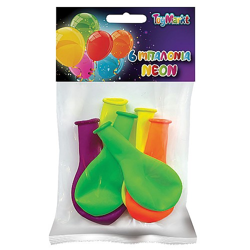 Σετ 6 Μπαλόνια Νέον 26cm ToyMarkt 913567