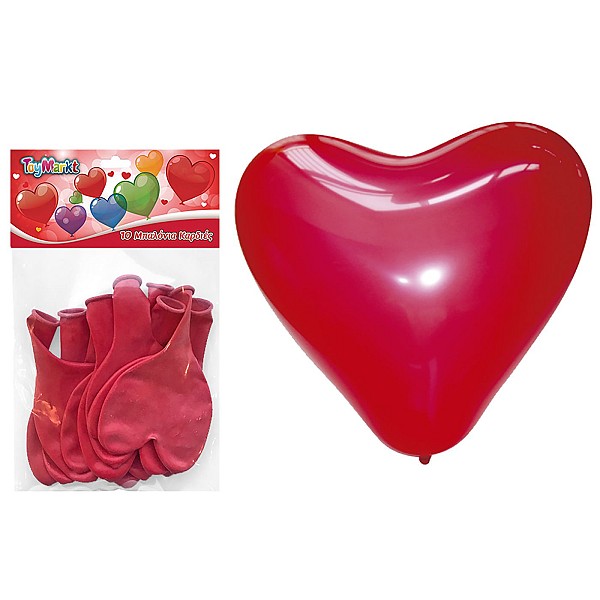 Σετ 10 Μπαλόνια Καρδιά Κόκκινη 23cm ToyMarkt 91182