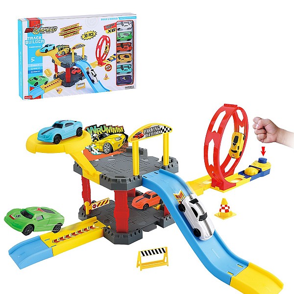 Parking - Λουπ με Εκτοξευτήρα + 6 Αυτοκίνητα 41x26x5cm ToyMarkt 88874