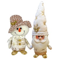 Φιγούρα Χριστουγεννιάτικη Λευκή με Χρυσές Ρίγες ~35cm Xmasfest 1133714