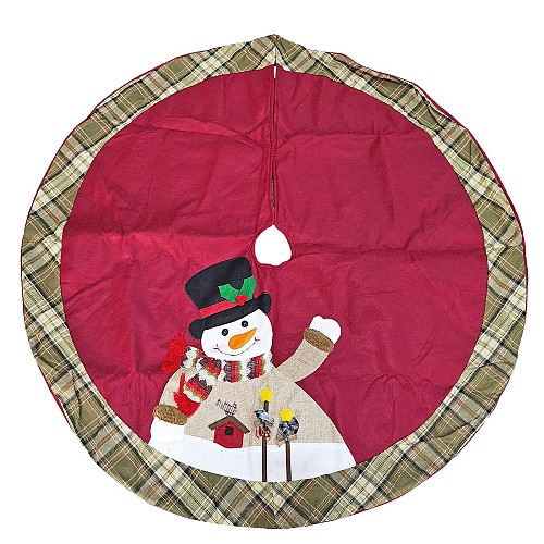 Ποδιά Δέντρου Μπορντώ με Χιονάνθρωπο ø106cm Xmasfest 1133619