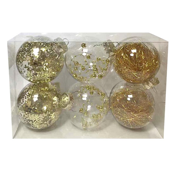 Μπάλες με Γέμιση Ντεκόρ πακ=6τεμ φ8 ø8cm Xmasfest 1132544
