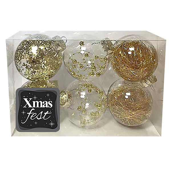 Μπάλες με Γέμιση Ντεκόρ πακ=6τεμ φ8 ø8cm Xmasfest 1132544