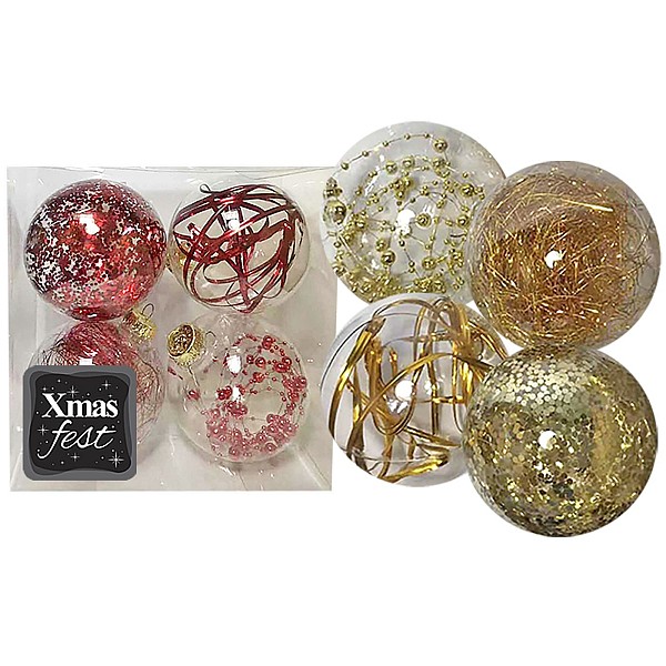 Μπάλες με Γέμιση Ντεκόρ πακ=4τεμ φ10 ø10cm Xmasfest 1132545