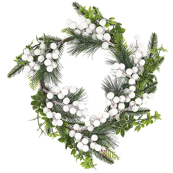 Στεφάνι με Λευκούς Καρπούς ø35cm Xmasfest 1132858