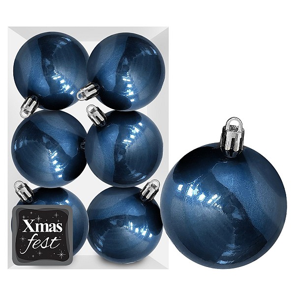 Μπάλες Γυαλιστερές Σκούρο Πετρόλ πακ=6τεμ φ10 ø10cm Xmasfest 1133567