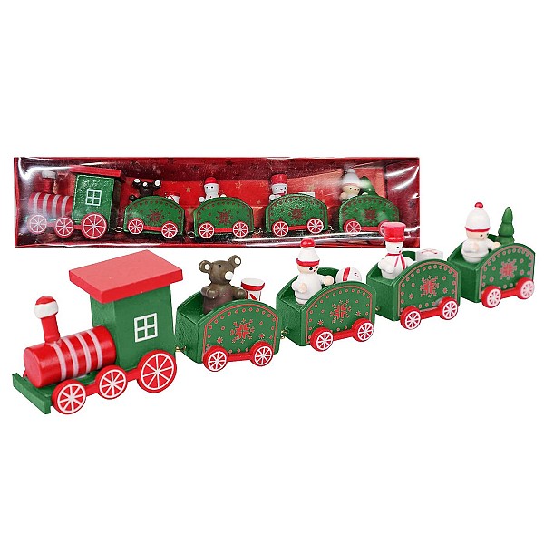 Τραινάκι Ξύλινο Χριστουγεννιάτικο 25x5,5cm Xmasfest 1133610