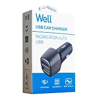 WELL UNIVERSAL FAST CAR CHARGER 2xUSB 5V/2.4A ΜΑΥΡΟΣ