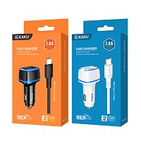 KAKU Car Charger KSC-528 Shengyu - 2xUSB - 2,8A with USB-> TYPE-C Black