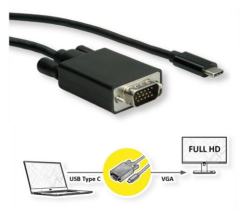 CABLE USB Type-C Male to VGA/M 3m