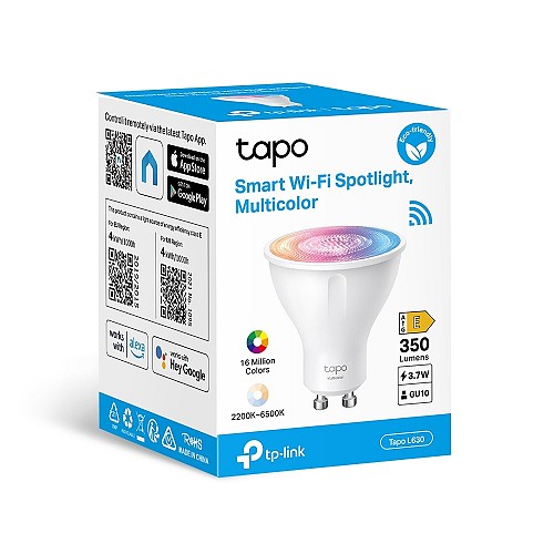 Smart Wi-Fi Spotlight, Multicolor Dimmable GU10 Tapo L630