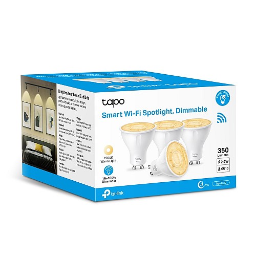 Smart Wi-Fi Spotlight, Dimmable GU10 (4-pack) Tapo