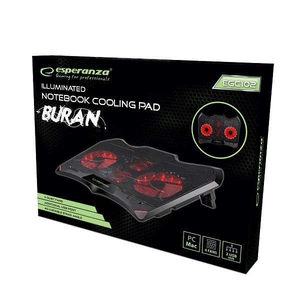 ESPERANZA ILLUMINATED GAMING NOTEBOOK COOLING PAD BURAN